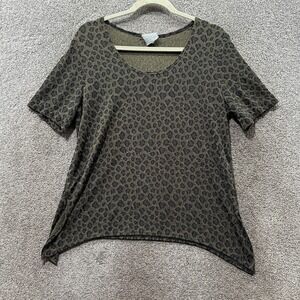 VTG Rabbit Rabbit Designs Blouse Top M Leopard Print Sharkbite USA Made Edgy
